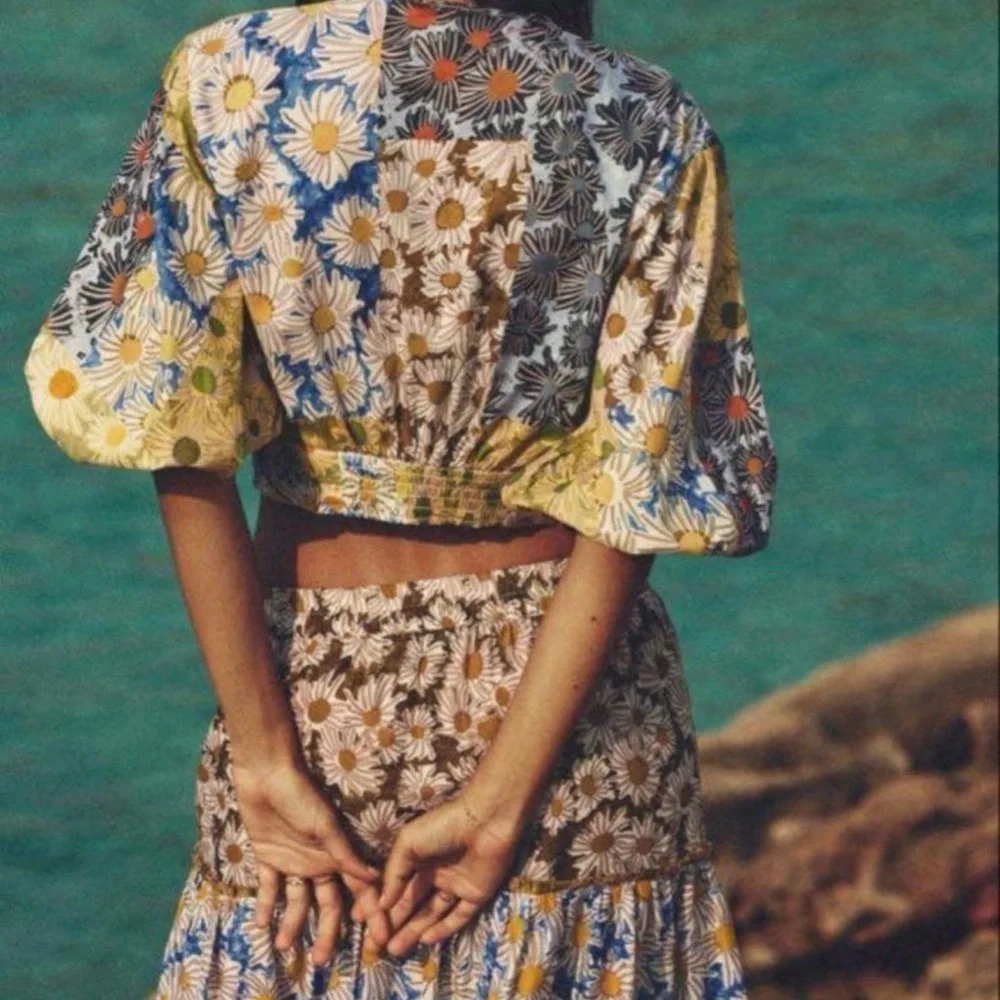 Zara Two Piece Boho Set | Twist Crop Top & Maxi Skirt | M/S - Picture 4 of 10